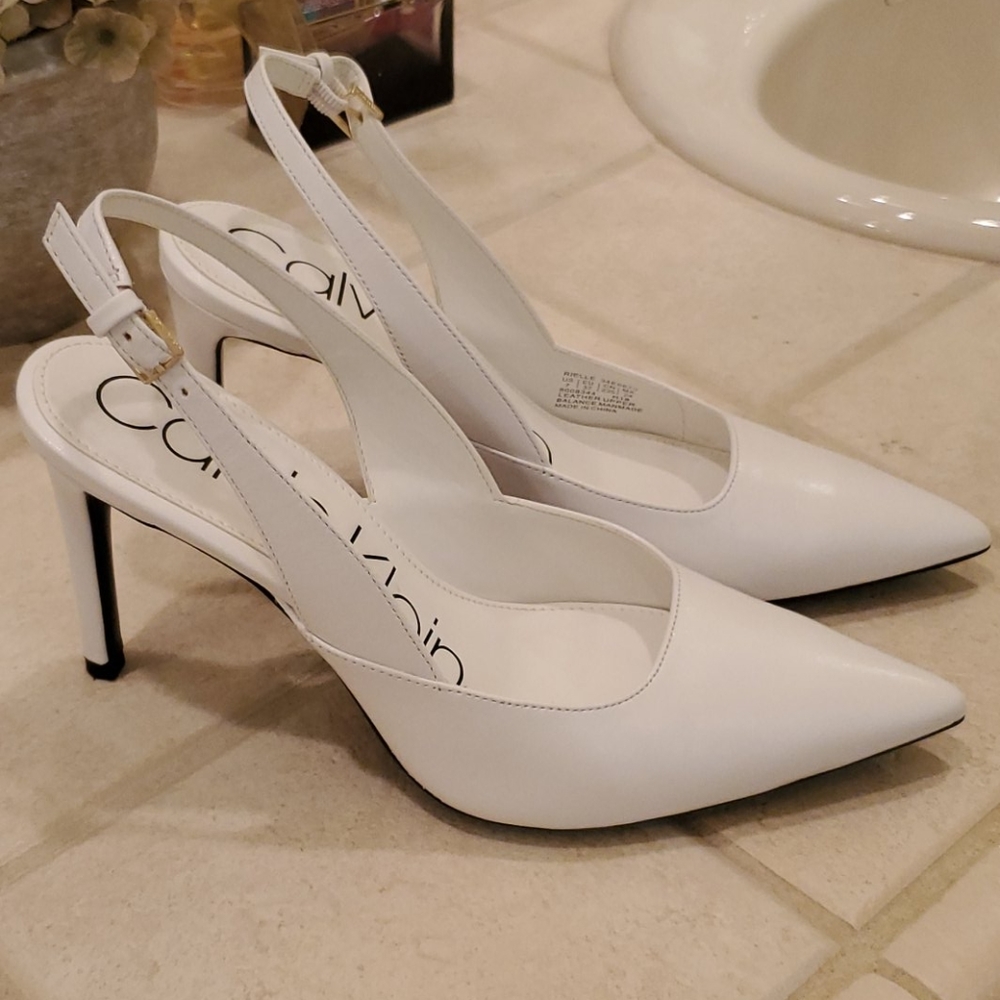 True White Slingback Pumps
